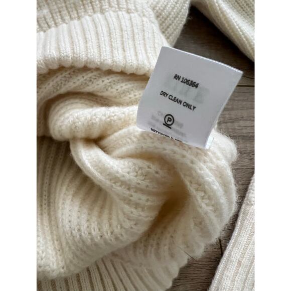 Kule Blythe Wool Cashmere V-Neck Cream Sweater Long Sleeve Cozy Warm Knit Medium - Picture 9 of 11